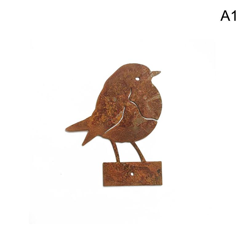 Rustic Iron Art Birds Statue Metal Bird Ornament Outdoor Garden Courtyard Sculpture for Yard Patio Lawn Decor