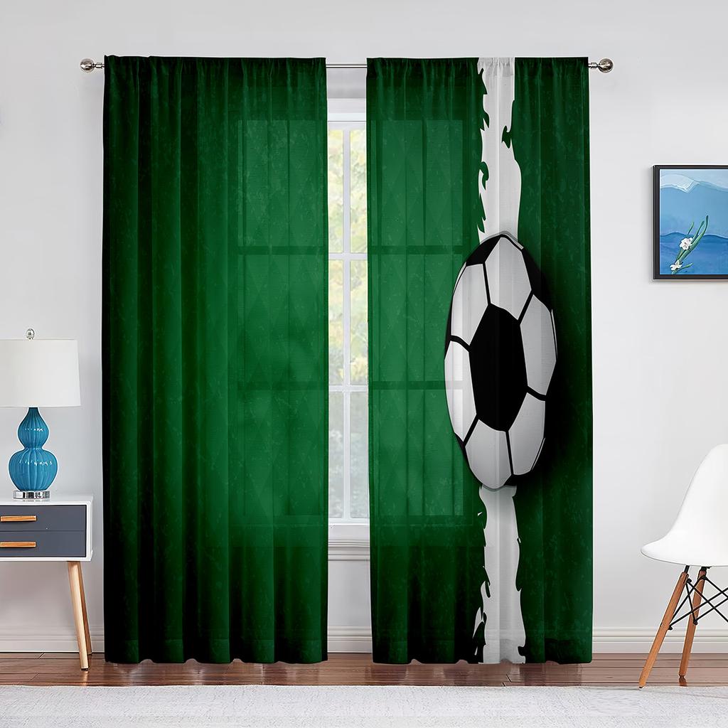 Fußball Runder Fußball Bunt Kunst Durchsichtiger Vorhang für Wohnzimmer Voile für Fenster Schlafzimmer Küche Tüll Drapierung Vorhänge