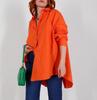 European and American Women's Solid Color Long-Sleeve Back Slit Loose Shirt - Autumn 2023 Fashion.