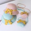 New Summer Baby Girls Straw Hat And Shoulder Bag 2pcs Set Parent-child Wide Brim Lace Holiday Beach Sun Hats Outdoor Bucket Cap