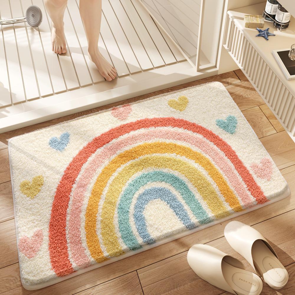 Cartoon Bathroom Toilet Faux Cashmere Floor Mat - Dirt-Resistant & Easy To Clean