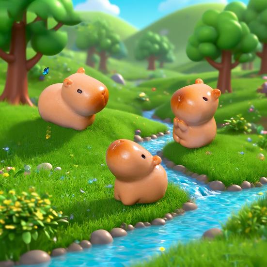 12 Stück Mini-Capybara-Figuren Niedliche winzige Capybara Harz-Ornamente Miniatur