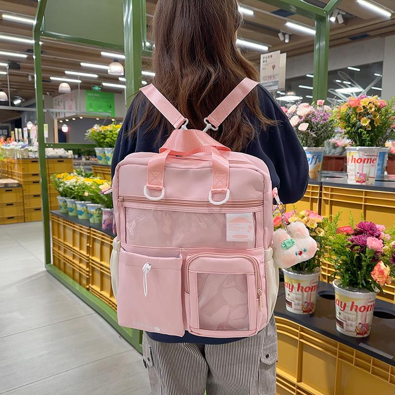 Frühling Neu Transparent Hochwertig Ins Rucksack mit großer Kapazität für Mittel- und Oberstufenschüler, Einzel- und Doppelschulter-Nutzung