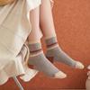 5 Paar bunte gestreifte Socken, lässige, bequeme und warme mittellange Socken, geeignet für Herbst und Winter