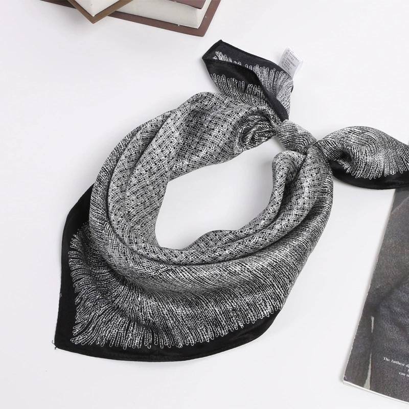 53cm 100% Silk Men's Luxury Printed Decorated Small Square Scarf Foulard Hijabs For Men