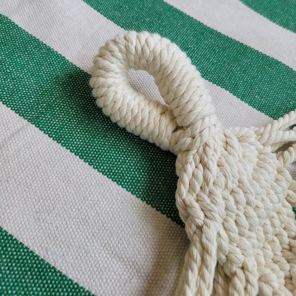 Large two-person garden hammock swing with spreader bars boho 150x200 with pillow