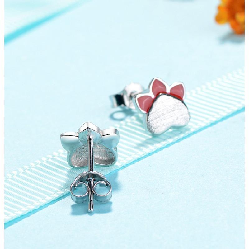 S925 Sterling Silver Simple Cute Cat Claw Personalized Ear Studs Anti-Allergy Korean Earrings Jewelry Stud Earrings Korean Style