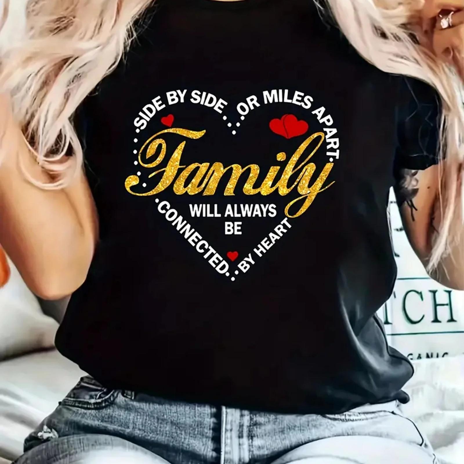 

Women Polyester Stretchy Perfect for Spring Chic Heart Print Crew Neck T-Shirt for Aesthetic Clothes XXXXXL чорний