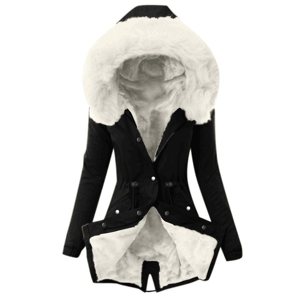 Ladies  Coat Womens Winter Warm Thick Long Jacket Hooded Overcoat