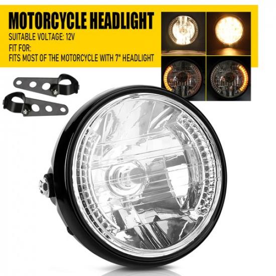 7 Inch Motorcycle LED Headlight Turn Light W/Black Housing Bucket Universal I