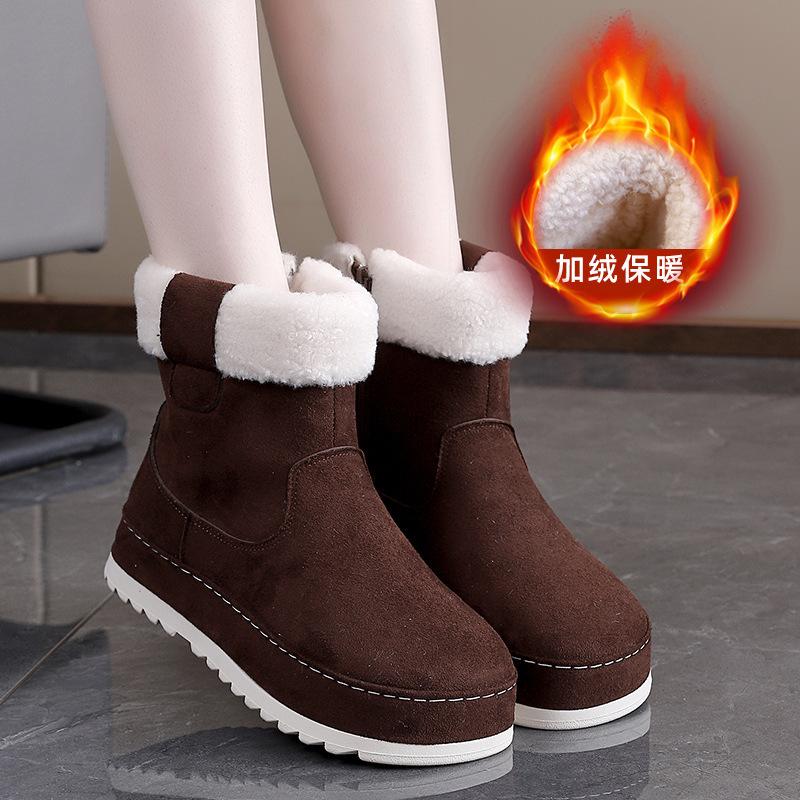 Winter new thick-soled versatile snow boots women s plush thermal short cotton shoes plush women s shoes YYT 35