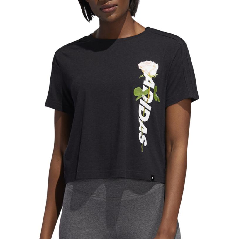 Adidas T Shirts Women's Black Crew Neck Moderate ED8158