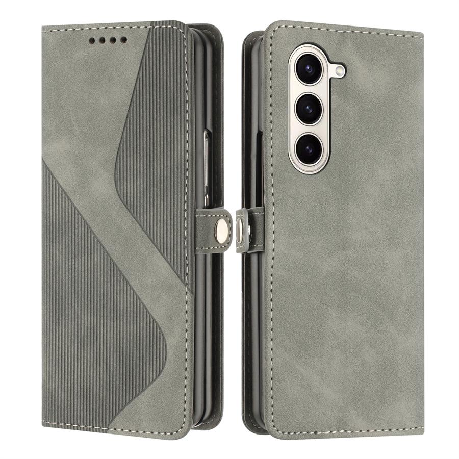 

Чехол-книжка для Z Fold7 5G 2025 для Samsung Galaxy Z Fold 7, кошелек с текстурой кожи, Funda для Galaxy Z Fold 6 5 4 3, роскошная обложка Samsung Z Fold 3 серый