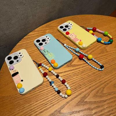 Koreanische 3D-Tier-Handyhülle mit Kette für iPhone 17 Pro Max, iPhone 15, 16, 14 Pro