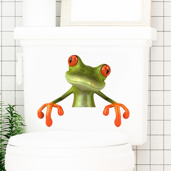 Frog Bathroom Toilet Sticker Waterproof Frosted PVC Material Frog Long-lasting Toilet Decorations Decals