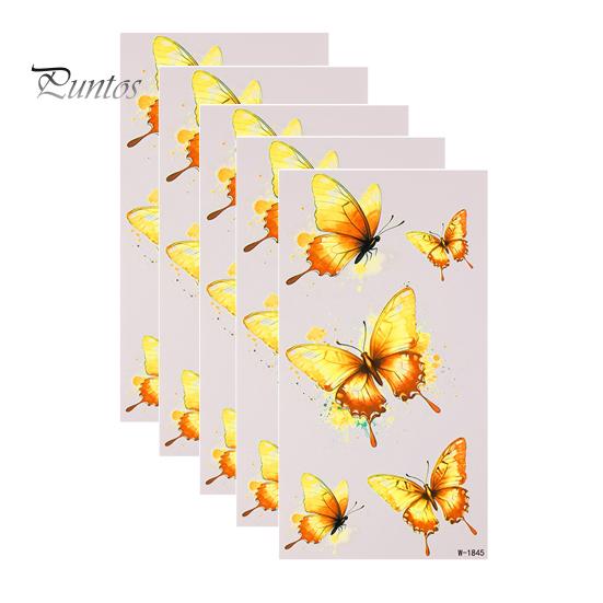 Removable Tattoo Stickers 5 Sheets Butterfly Stickers, Waterproof Temporary Flower Tattoos, Colorful Non-irritating Decals Face Body Tattoos