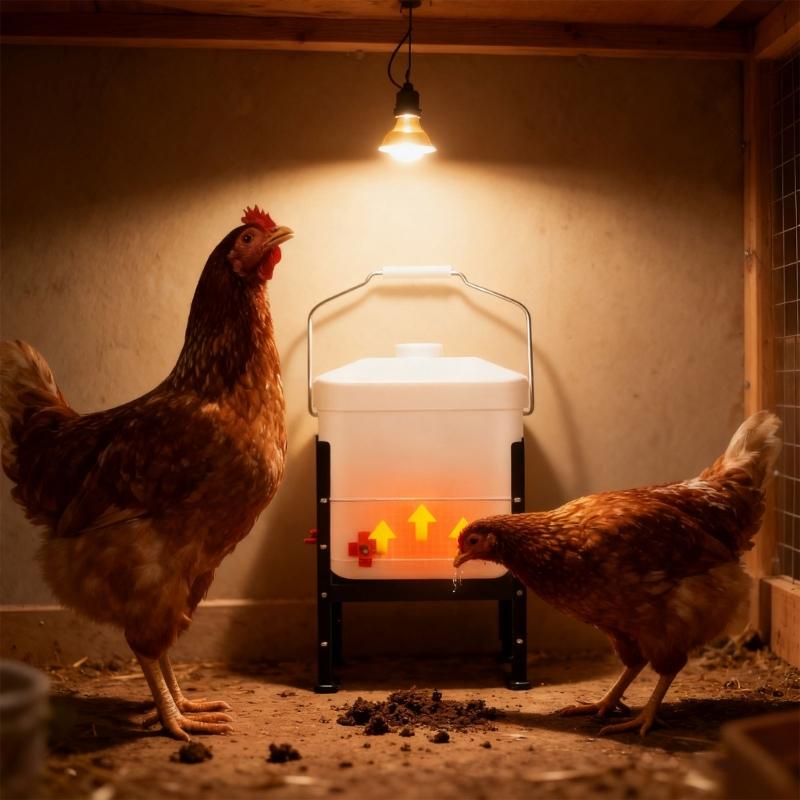 Automatic Heated Poultry Waterer Adjustable Height Large Capacity Heating Drinker For Chickens Ducks Outdoor Use 110V