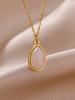 1pc Women's Stainless Steel Asymmetrical Purple Natural Stone Pendant Necklace, Fashion Accessory For Daily Wear