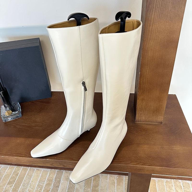 Mode Mode Reißverschlüsse Damen Kniehohe Stiefel mit niedrigem Absatz Schuhe Spitze Zehenpartie Moderne Damen Lange Stretchstiefel Damen Pumps Schuhe