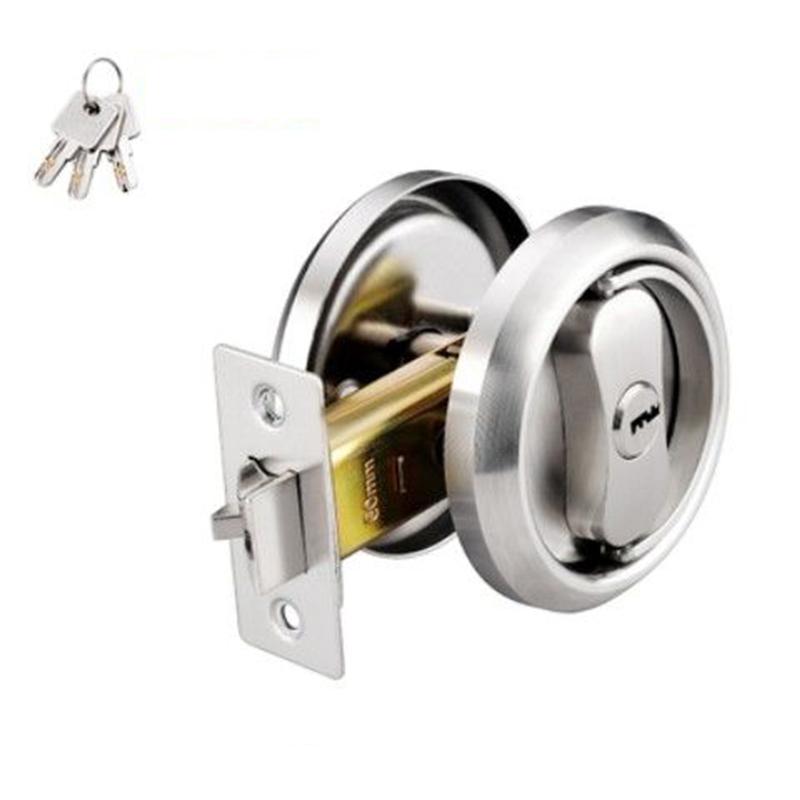 

1Pcs Invisible Door Lock With Key Indoor Household Door Anti-theft Single Double-Sided Round Lock Stainless Safety Door Locks