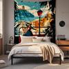 Boho Chic Wall Tapestry With Moon Phase Floral Starry Sky Design Bedroom Yoga Studio Decor