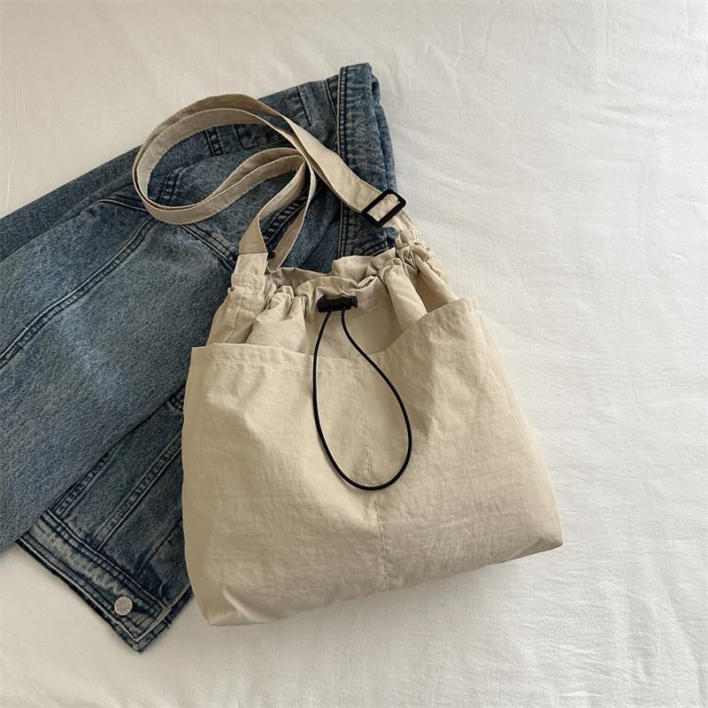 Stylish Street Trend Canvas Bucket Bag For Women 2024 Fashionable Large Capacity