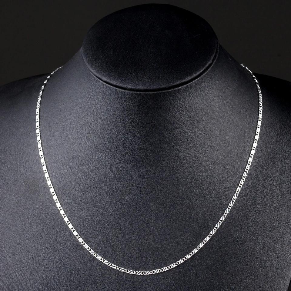 Einfache Modische Flache Halskette, 2mm Wasserdicht und Hypoallergen Silberbeschichtete Halskettenkette