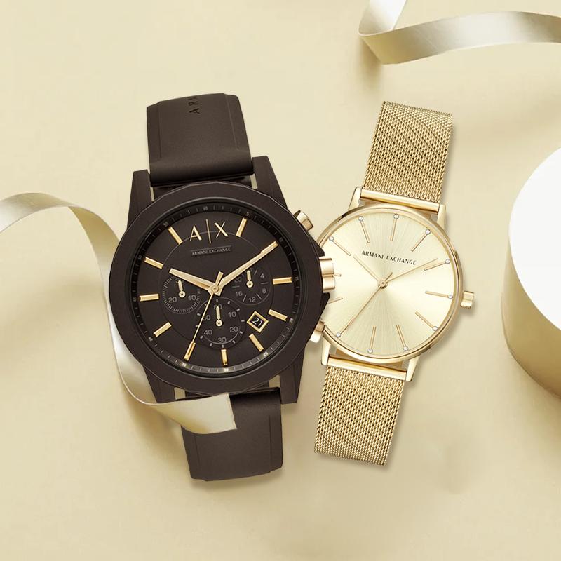 ARMANI EXCHANGEAE Wrist Watch Quartz Movement Silicone Strap Black Dial Unisex AX5536-AX7105