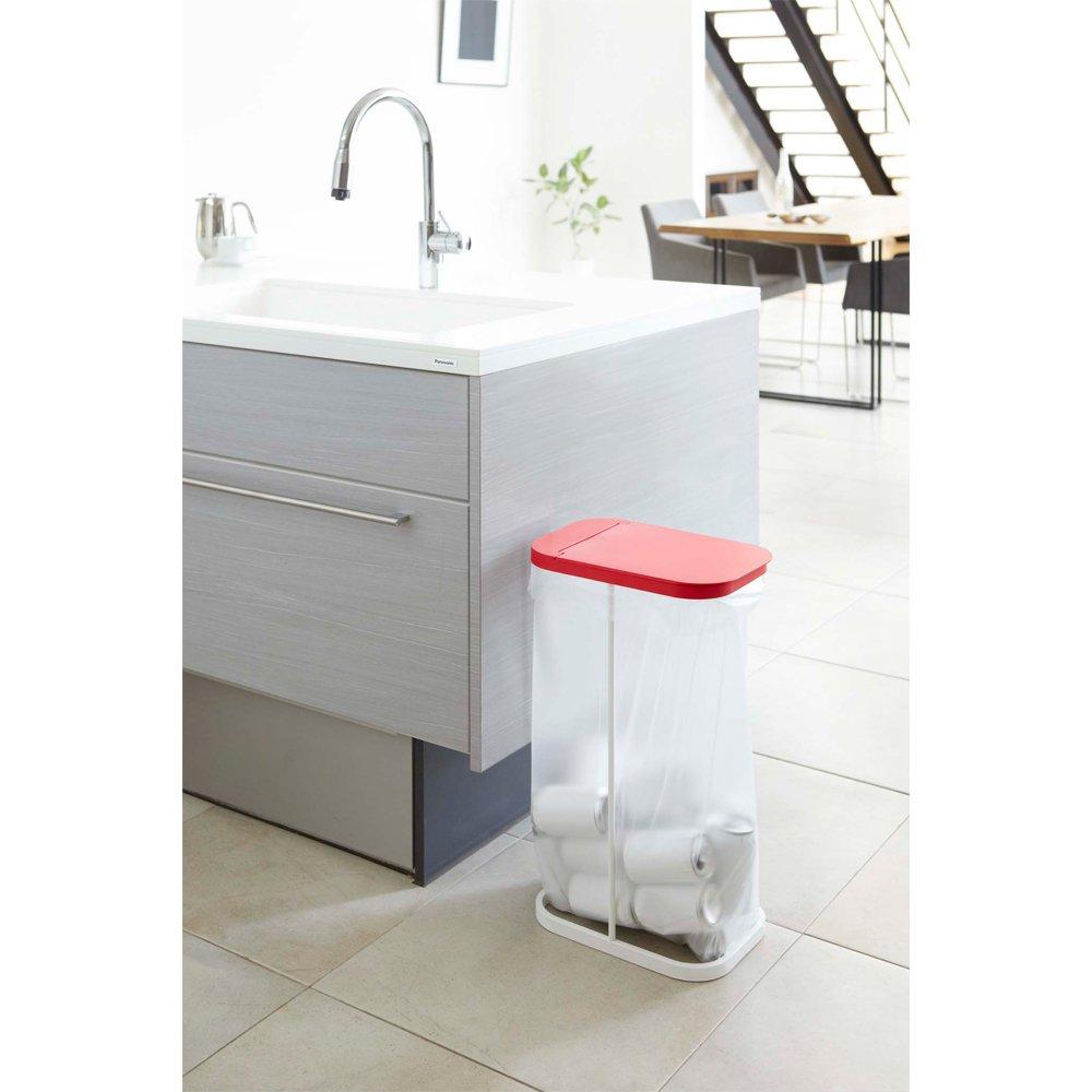 Yamazaki Luce Trash Can with Separated Slim and and 7554 3-Piece Lid, Storage, Design, White, Black, Red, 7552, 7553,