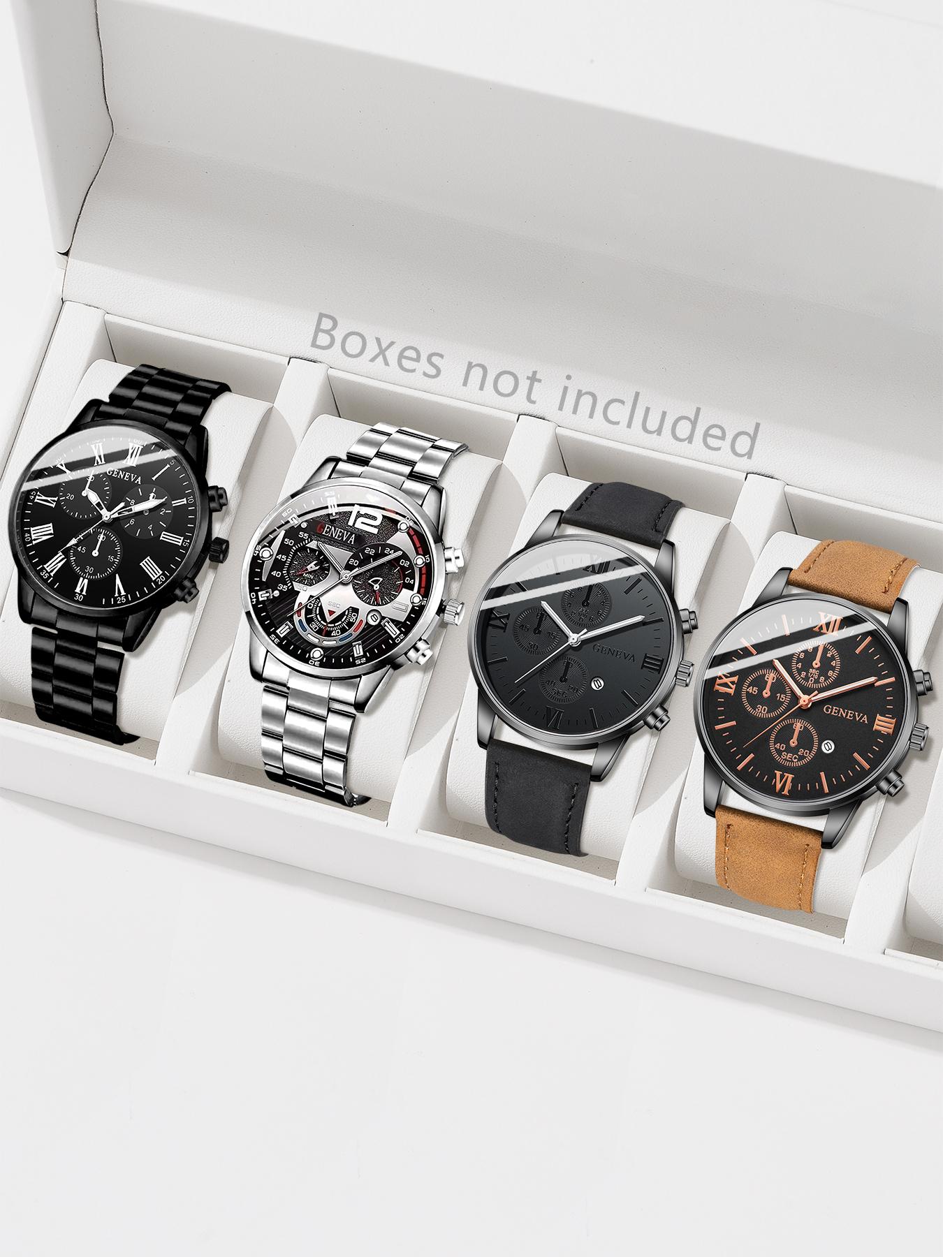 

4PCS Men s Watch Set Business Trend Fashion Classic Quartz Watch Suitable for Daily Clothing Matching Perfect Holiday Gift чорний