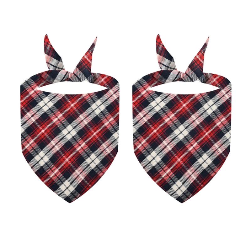 Dogs Checkered Scarf Pet Plaids Neckerchief Holiday Bandana Party Accessories