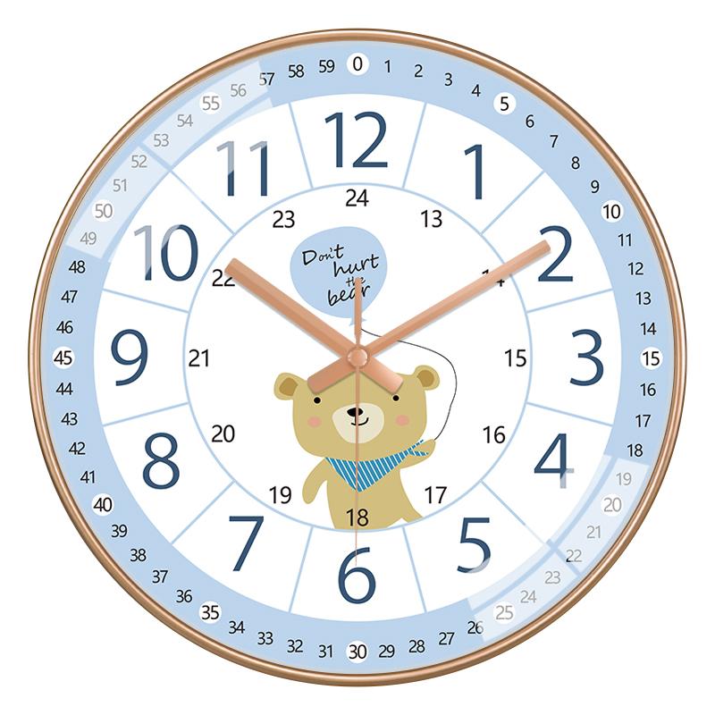 Time Teaching Wall Clock, 14 Inch Early Education Silent Clock with Large Colorful Numbers, Learning Clock for Kids Bedroom
