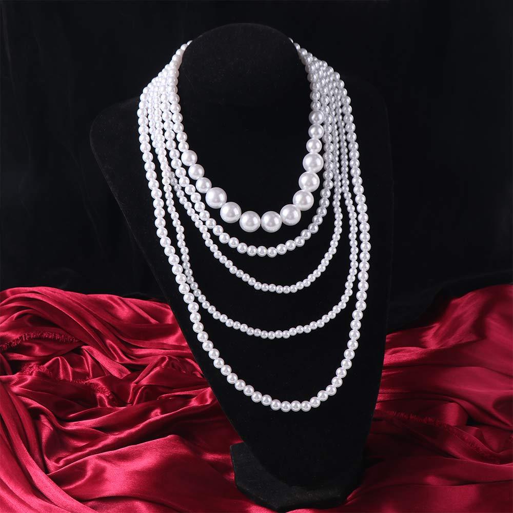 Luxury Multi Layer Necklaces Charms Exaggerated Necklaces Pearl Beaded Necklaces  Dress Decoration