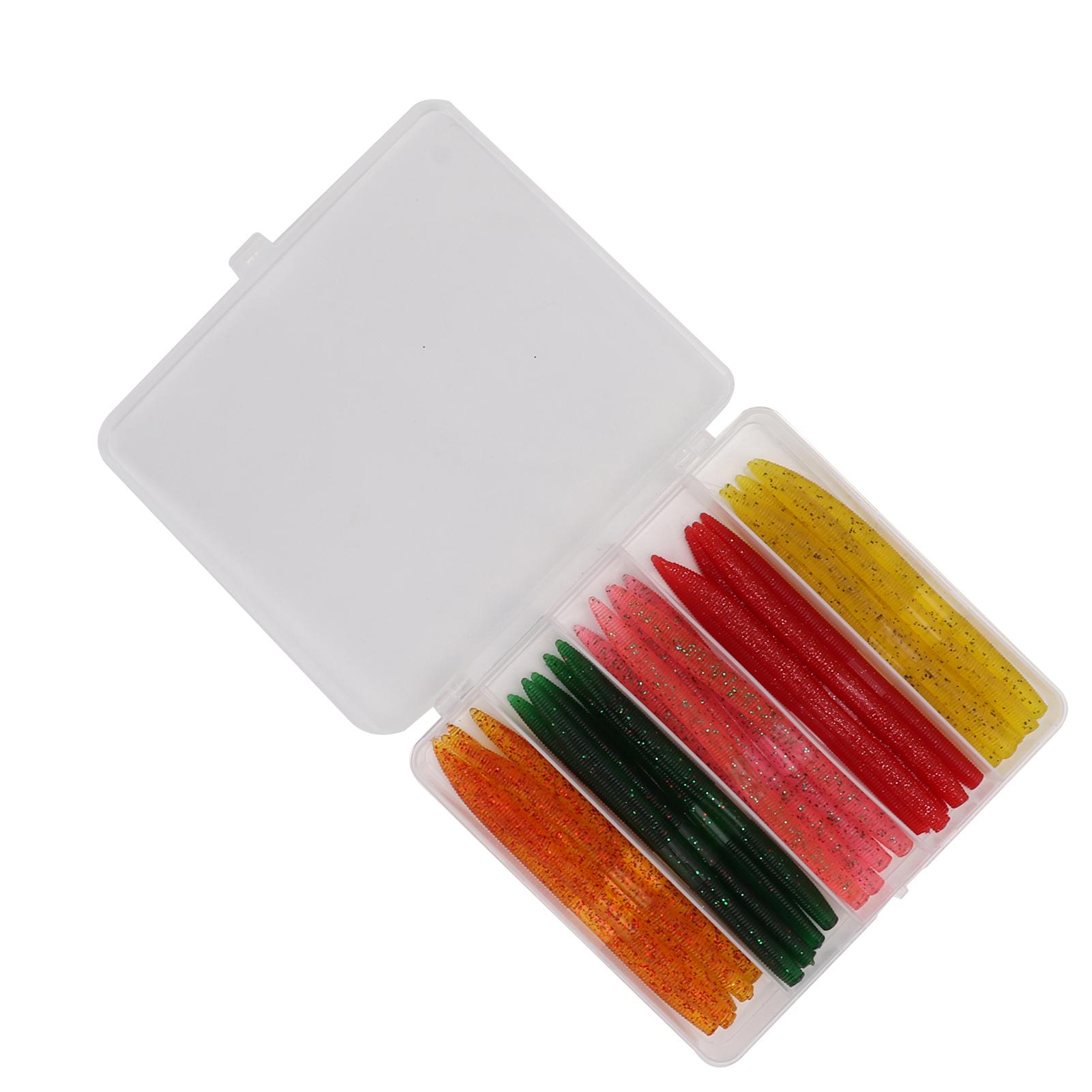 

50 шт/коробка Приманка-червь для лапши Мягкая приманка Набор рыболовных приманок с резиновым уплотнительным кольцом Искусственная мягкая приманка