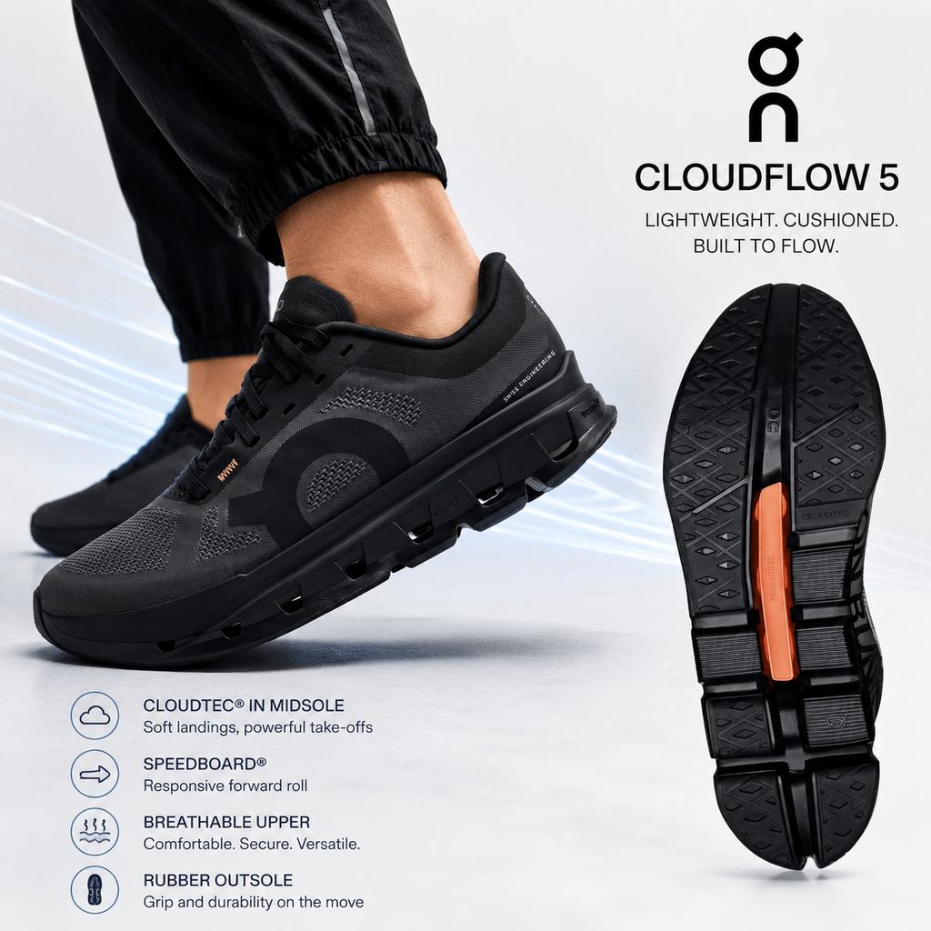 ON Cloudflow 5 Triple Black Men Sneakers 3MF10111043