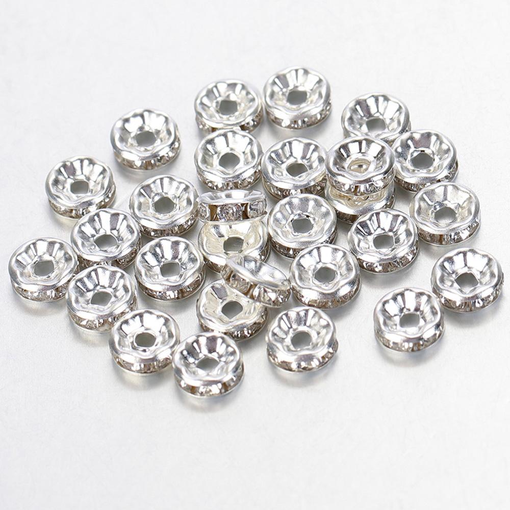 100pcs 4-10mm Handmade Crystal Rhinestone Spacer Beads Loose Spacer Beads for DIY Bracelet Necklace Accessories Wholesale