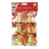 Merry Christmas Bells (Set of 6) Golden Jingle Bells with Red Ribbon | Christmas Tree Decoration Items