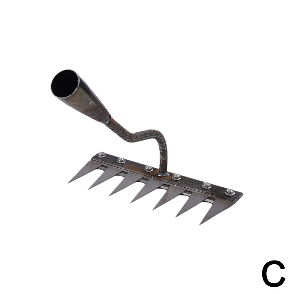 5/6/7/8 Teeth Carbon Steel Garden Weeding Rake Weeding Soil Loosening Tools Dethatching Rake for Gardening Harrow Farm Tools