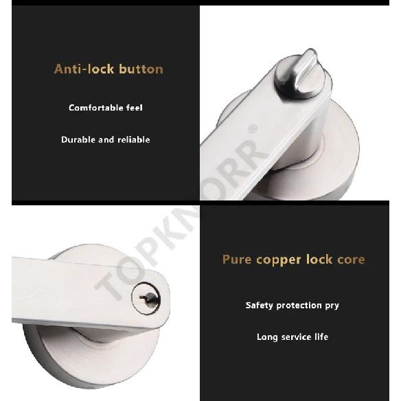 304 Stainless Steel Ball Lock Indoor Wooden Door With Key Bathroom Door Handle Household Silent Thickened Anti-theft Door Lock