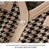 Autunno Inverno Donna Elegante Scollo a V Pied de poule Maglione Lavorato a Maglia Ufficio Festa Slim Aderente Tubino Abiti