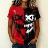 Women's Short Sleeve Round Neck T-Shirt with Halloween Print Pullover Casual Top for Party