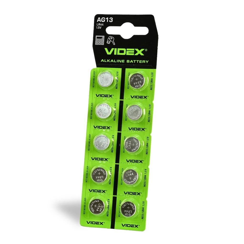10 Pcs. Videx LR44 AG13 1.5V 158 mAh Mercury-free Alkaline Battery