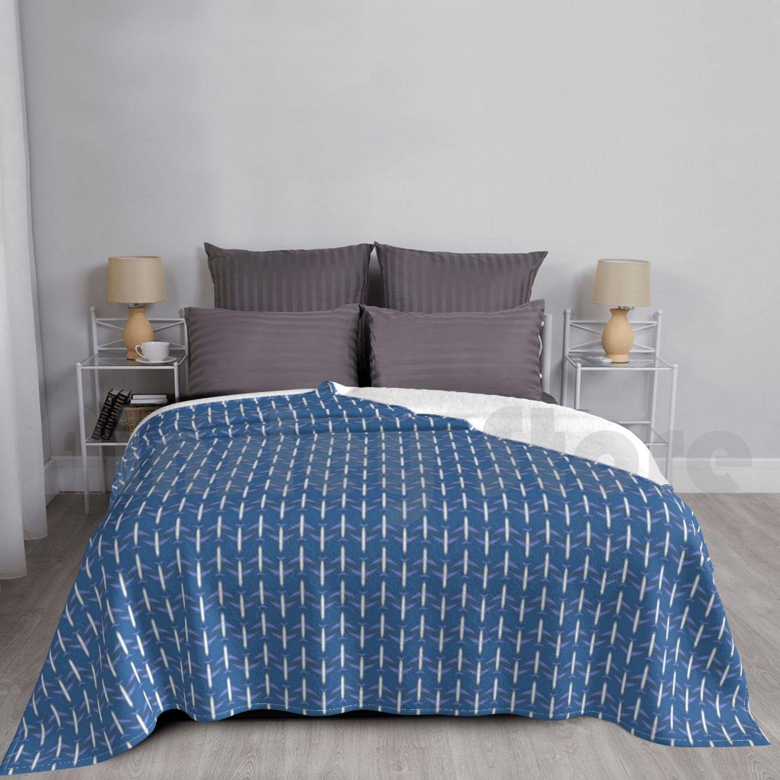 Planes-Micro Pattern In Blue Blanket Fashion Custom 338 Plane Planes Airplane Airplanes Airplane Size: 75*100cm, Weight: 230 GSM