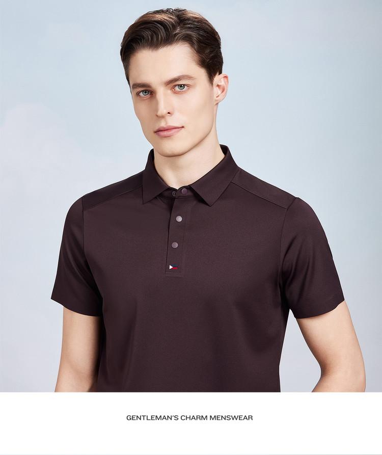 [Tencel+Mulberry Silk] Machine Washable and Easy To Care for Men's Polo Shirt Business Commuter Short Sleeve T-shirt