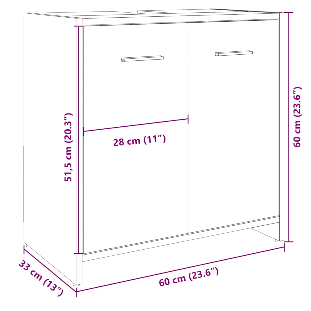 Washbasin Cabinet in Sonoma Oak 60 x 33 x 60 cm Particleboard