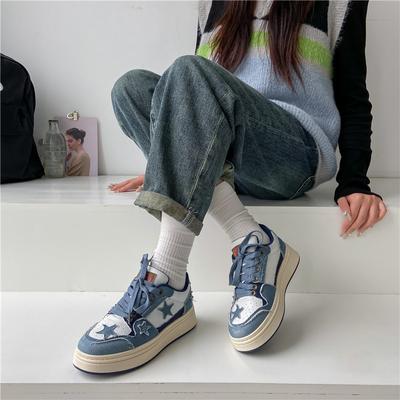 Spring and Autumn Fashion New Color-blocked Thick-soled Round-toe Casual and Comfortable Walking Shoes Women's Sneakers