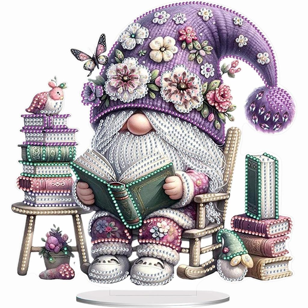 2D Flat Gnome DIY Desktop Diamond Art Kits Double Sided Effect 5D DIY Diamond Art Tabletop Decorations Bedroom Table Decoration