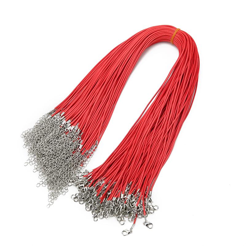 20pcs/lot Waxed Cord Lobster Clasps Necklace Diameter 1.5mm Black Red Korean Waxed Rope Thread For Jewelry Making Length 45cm