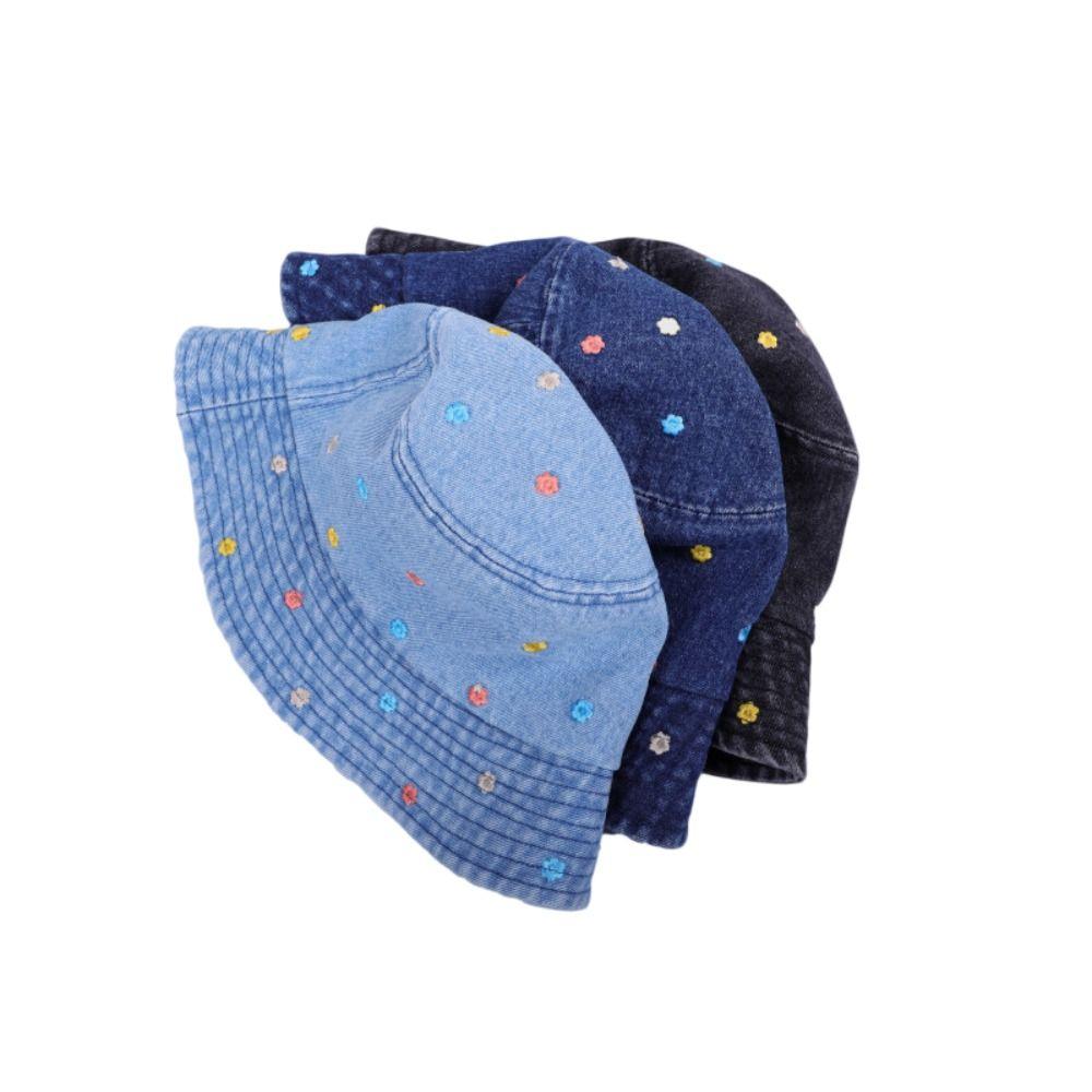 Retro Fisherman's Hat Windproof Sun Cap New Flower Embroidery Cowboy Hat Autumn