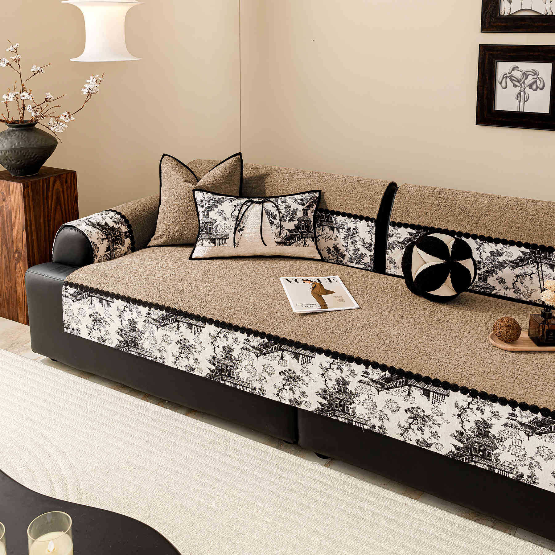 

Chenier Sofa Seat Cushion, Modern Light Luxury High-End Non-Slip Cover, Living Room Non-Slip Sofa Cover, Backrest Towel 70*70cm